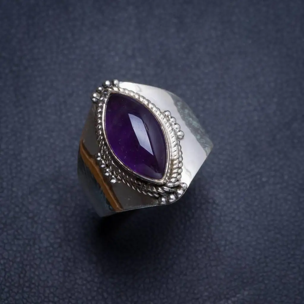 

Natural Amethyst Handmade Unique 925 Sterling Silver Ring 7.25 Y4652