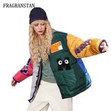 Женский зимний утолщенный теплый пуховик женский хит цвет буквы мультфильм вышивка блёстки парки размера плюс элегантный дизайн пальто Q388
