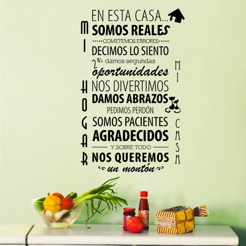 Us 10 15 29 Off En Esta Casa Somos Reales Spanish Language Letters Diy Vinyl Wall Stickers Home Decals For Living Bedroom Decor In Wall Stickers