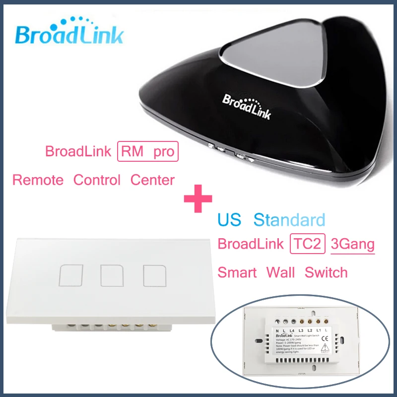 

Broadlink RM PRO+3Gang TC2 US Standard,Intelligent WIFI+IR+RF Control+ON/OFF Touch remote Wall Lamp Switch,Smart Home Automation