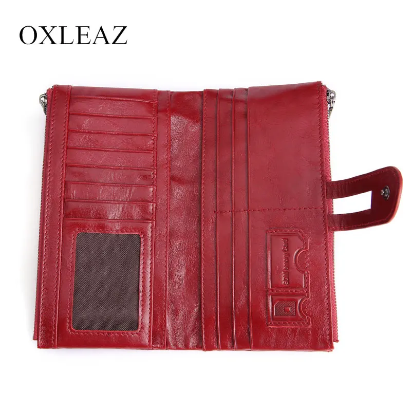 OXLEAZ новинка модные женские кошельки на застежке натуральная кожа двойная молния