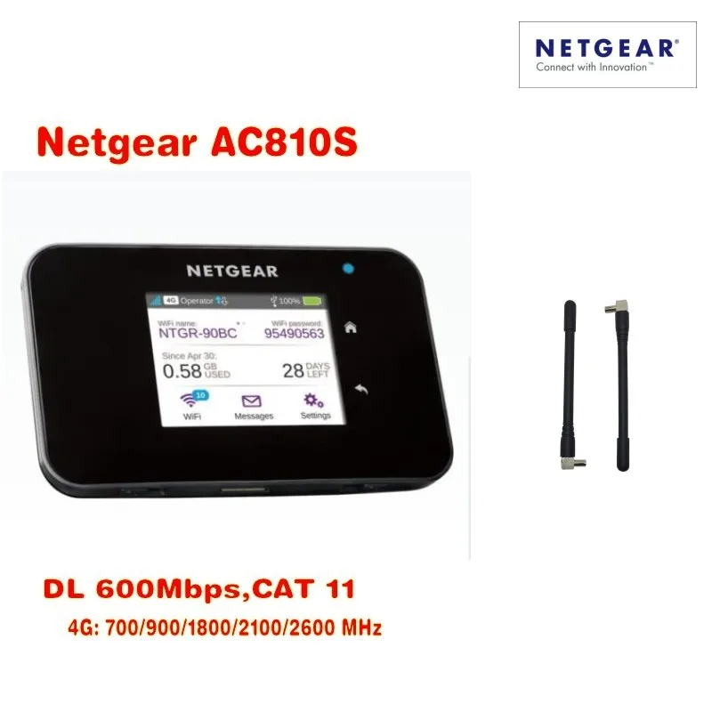 Netgear Aircard AC810S 810S Cat11 600Mbps 4GX (plus 2pcs antenna) Advanced III 4G LTE MiFi