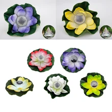 Светодиодный светильник на солнечных батареях, 5 видов, 7 цветов, для пруда, сада, плавающая лампа в форме лотоса, варианты лепестков, розовый/фиолетовый/желтый/белый/зеленый