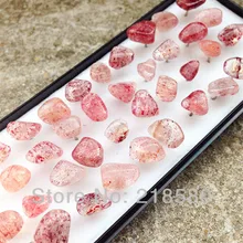 H-ce01 Малый Stawberry Кристаллические серьги, розовый Исцеление Кристалл Серьги-гвоздики