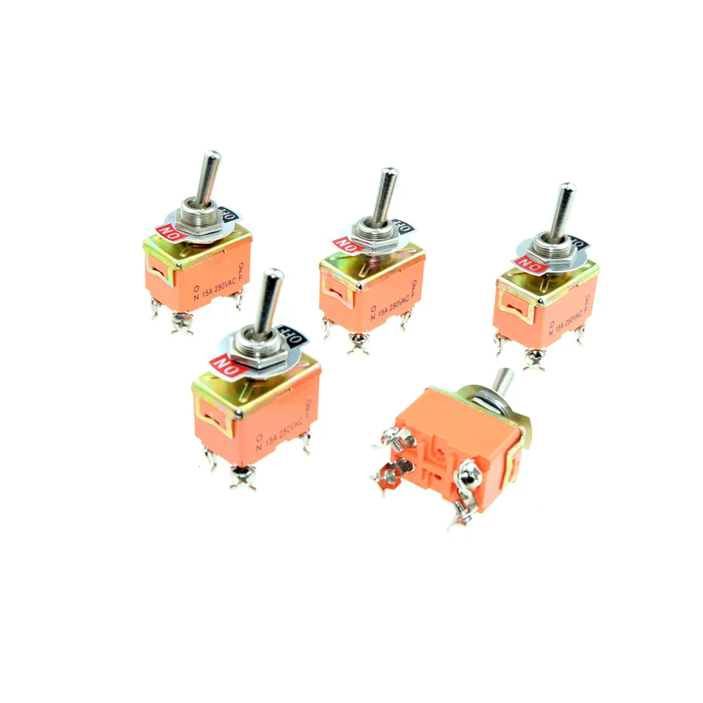 

AC 250V 15A DPST ON-OFF 2 Positions Latching 4 Screw Terminals Pin Toggle Switch 12mm Mounted Hole Electric Switches