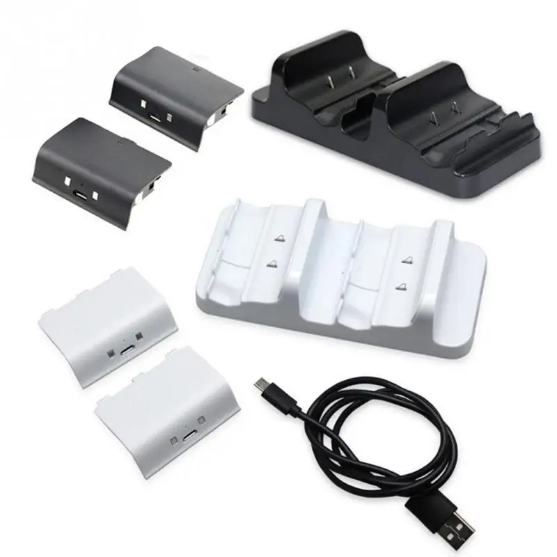 Двойная Зарядная база портативные игровые контроллеры зарядное устройство с батарейными блоками для Xbox One с usb-кабелем#5