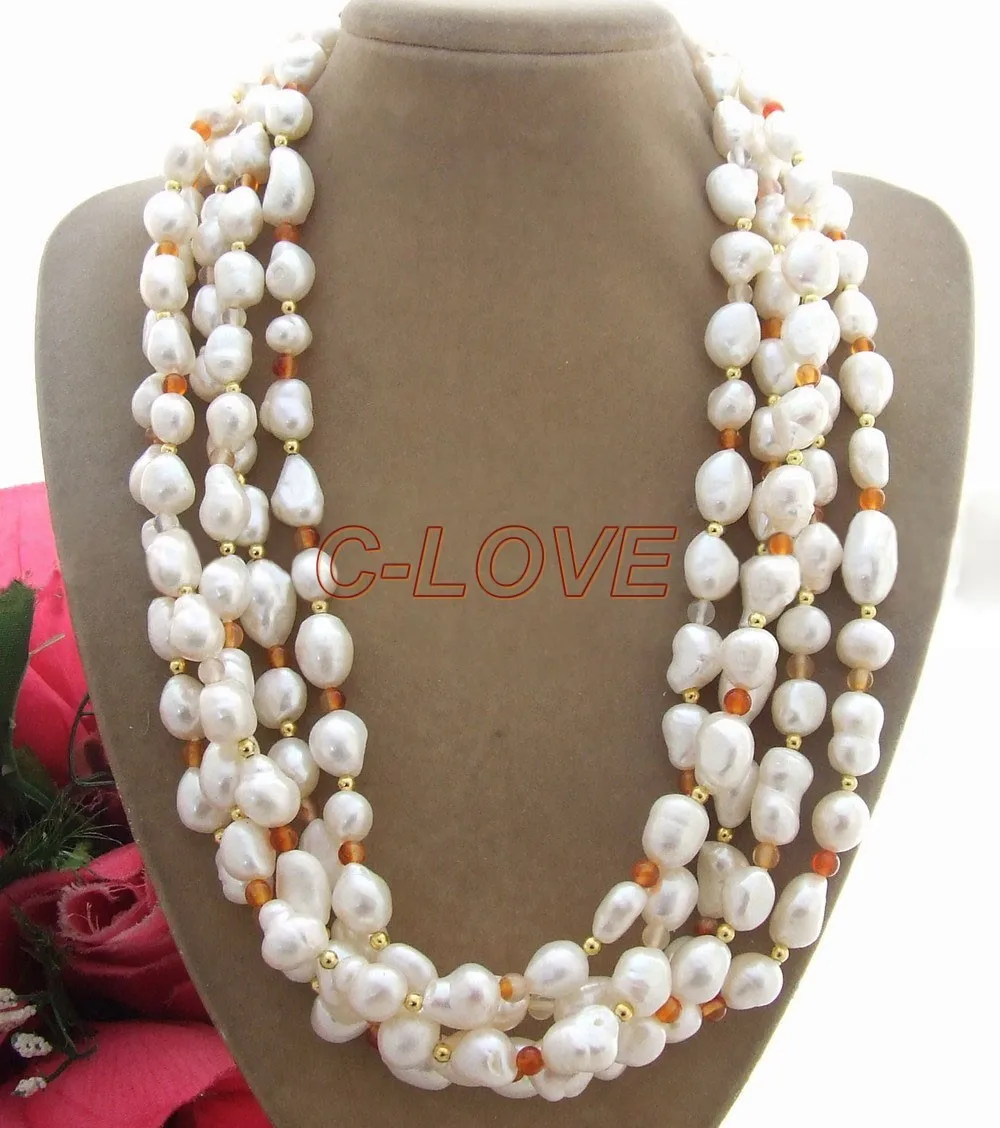 

Excellent ! Onyx & Baroque Pearl Necklace+free shippment