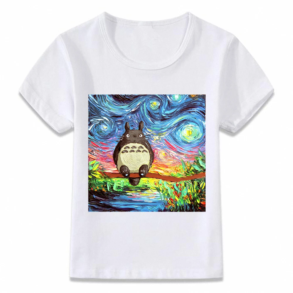 

Kids Clothes T Shirt Totoro The Starry Night Van Goah Funny T-shirt for Boys and Girls Toddler Shirts Tee