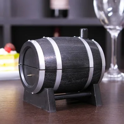 

Wine Barrel Plastic Automatic Toothpick Holder Box Toothpick Storage Container Toothpick Dispenser 10*10*.5CM