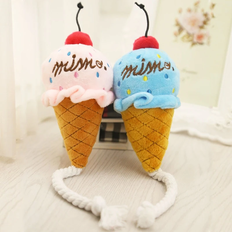 

Pet Puppy Chew Squeaker Squeaky Plush Sound Ice Cream For Training Dog Sound Toys