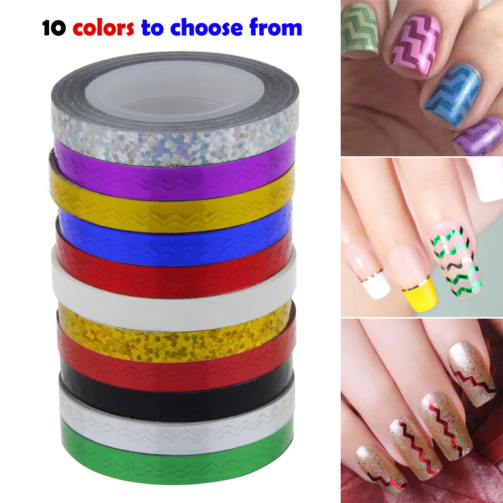 Rolls Striping Tape Line Nail Art Images Professional Nail Art Set 30pcs Colors Rolls Striping Tape Line Decoration Stickers 12 Color Rhinestones 45 Sheets