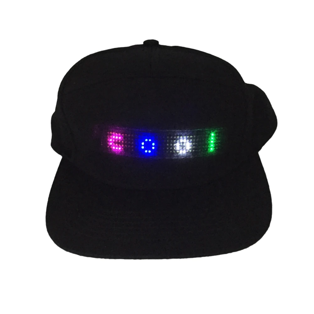 

2019 novelty lights Xmas animated Bluetooth Led Light up Hat Display Board hip hop street dance party Hats glow cap Summer camp