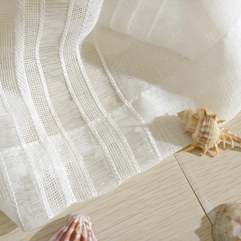 Белая полосатая вуаль, занавески, хлопок, полиэстер, деревенский стиль, нежная спальня, домашний декор, французские оконные панели, WP277C