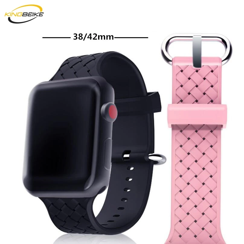 

KINGBEIKE Sport Silicone Watchband For Apple Watch Series 1 2 3 4 Wrist Strap iWatch 38mm 42mm 40mm 44mm Replacement Band