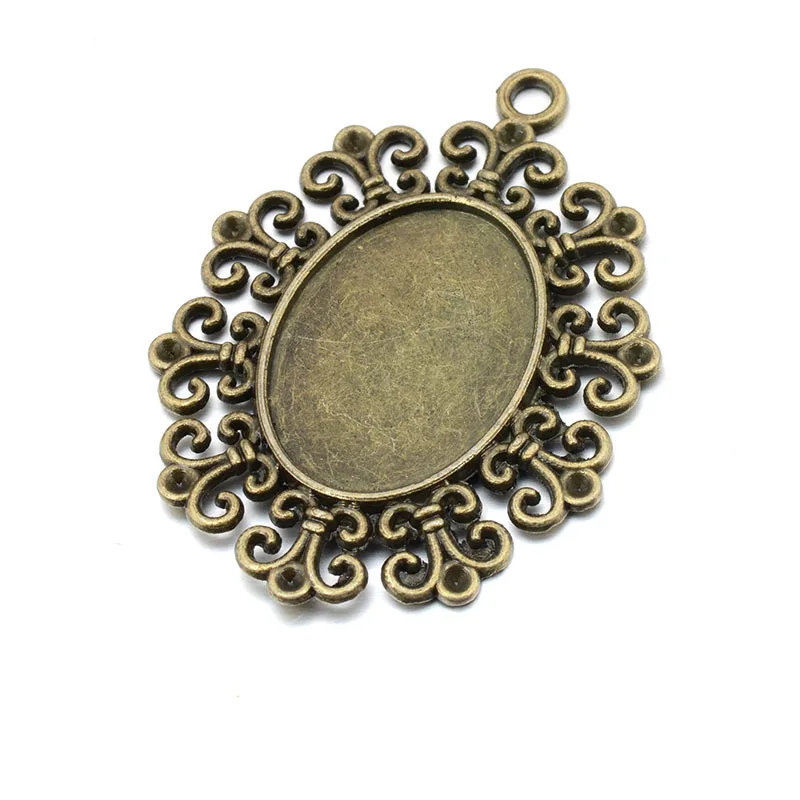 

5pcs 18x25mm Oval Cameo Base Tray Bezel Blank DIY handmade necklace alloy round bottom accessories