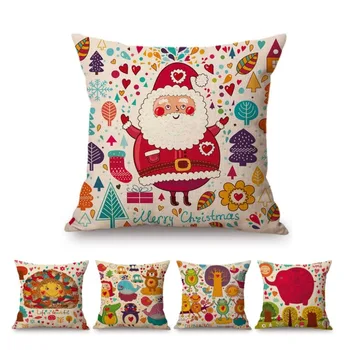 

Christmas Decoration Baby Nursery Art Cute Pillow Case Lovely Cartoon Animals Elephant Frog Sun Santa Claus Linen Cushion Cover