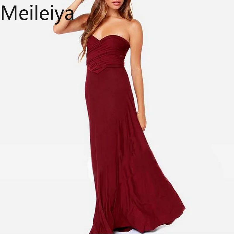 Multiway Wrap Convertible Red Dress Bandage Long Dress Party Bridesmaids Infinity Robe Longue