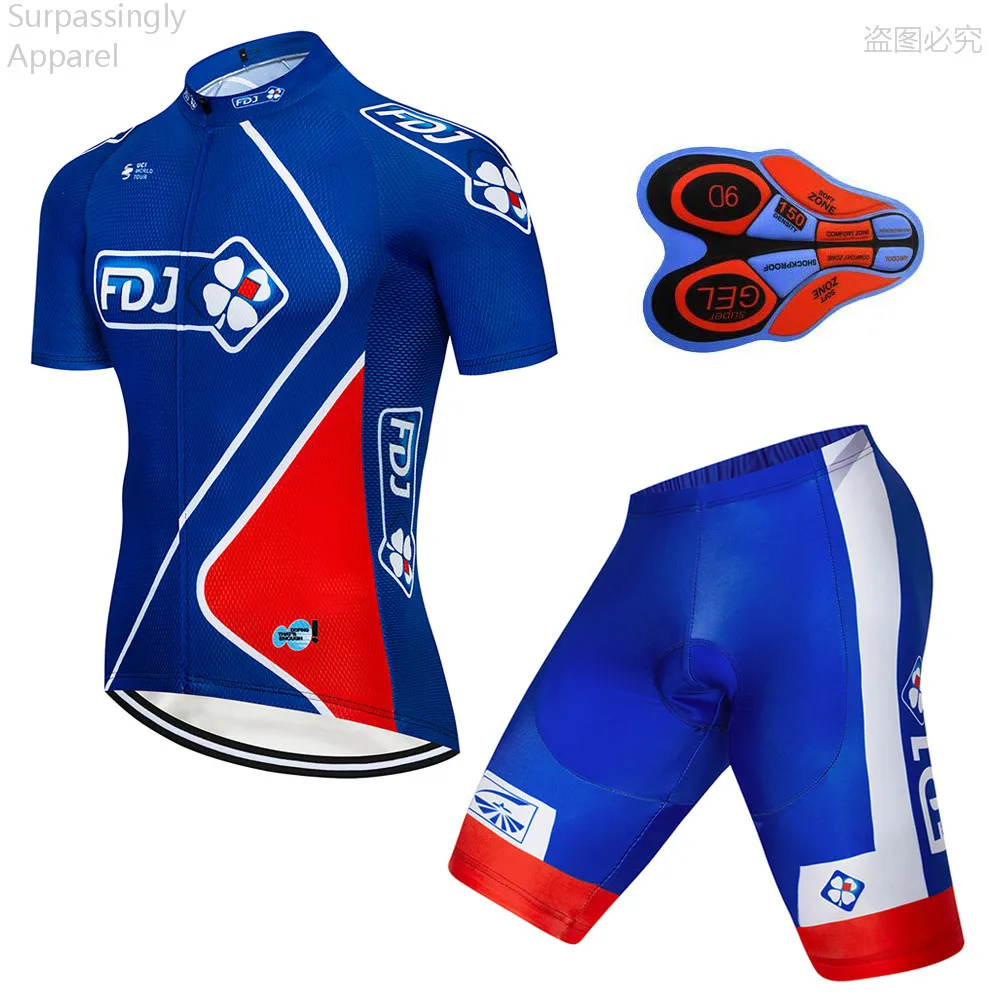 

2019 Team Pro UCI Cycling Jersey 9D Gel Pad Bike Short FDJ Ropa Ciclismo Mens Summer Tour Cycling Maillot Culotte Clothing Set