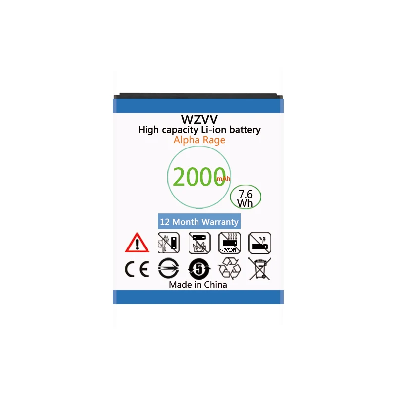 

wzvv 2000mAh Replacement Battery for Highscreen Alpha Rage Mobile Cell Phone Batteries