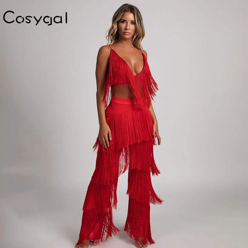 two piece red jumpsuit