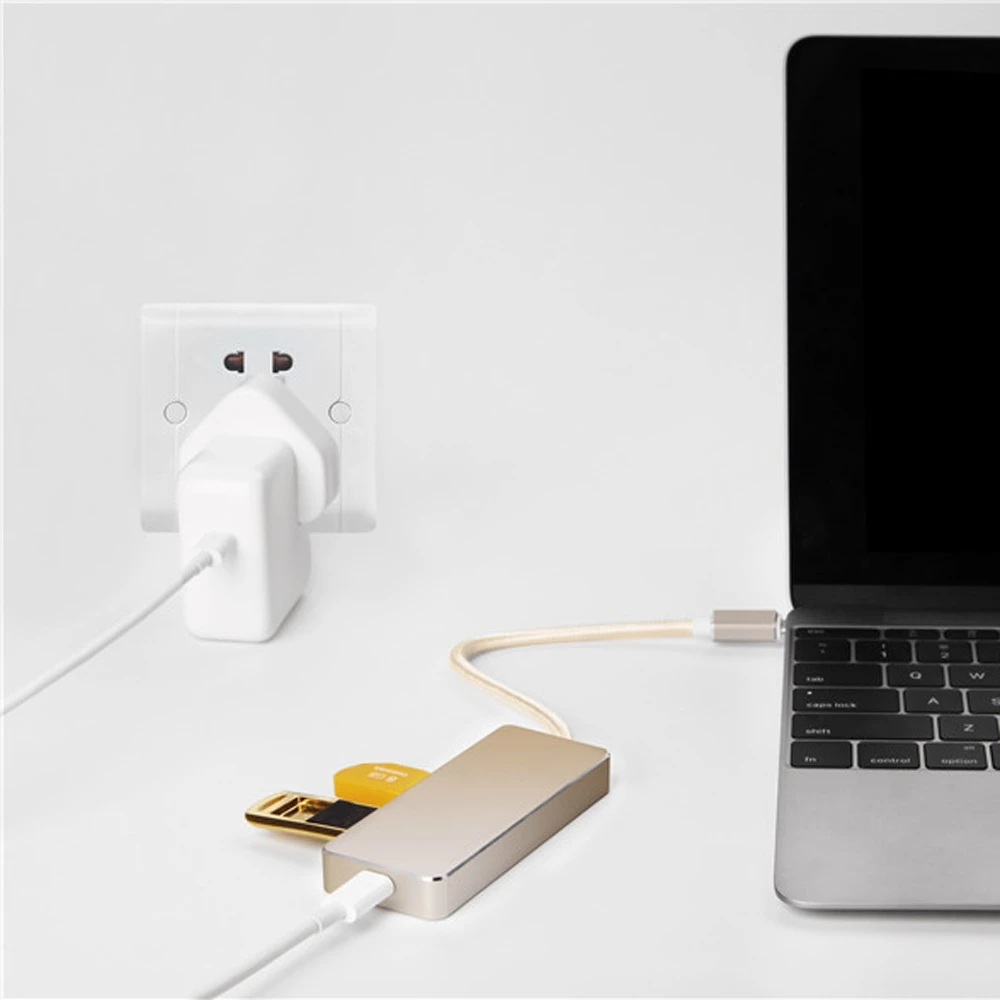 20 штук Портативный USB 3.1 Тип C до 2 USB 3.0 хаб Серебряный Розовый адаптер для Macbook 12"