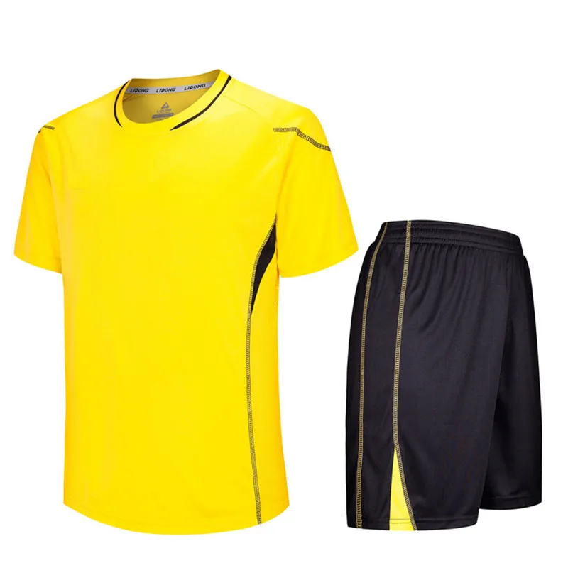 Новые летние мужские футбольные тренировочные костюмы, футбольные майки, женские футбольные наборы, пустые Майо де фут, короткий рукав, рукоделие принт - Цвет: Asian size yellow