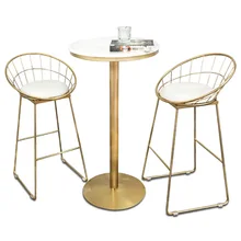 Creative Bar Chair Table Simple Iron Art Multi-function Household High Stool with Cushion Coffee Shop Bar Stool and Table chair shop study stool art classroom bar household furniture white black brown color