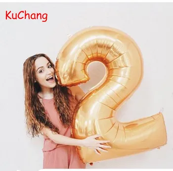 

40inch Rose Gold Silver Number Foil Balloons Digital 0-9 Balloon Birthday Party Decor Number Helium Classic toys Supplies ball