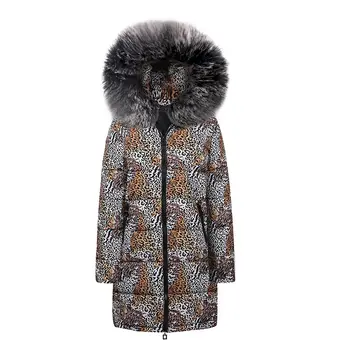 

Casual Plus Size Hip Hop Blue Winter Coats Fur Warm Women Parkas Long Overcoats Slim Print 2019 Leopard Female Chic Outwears