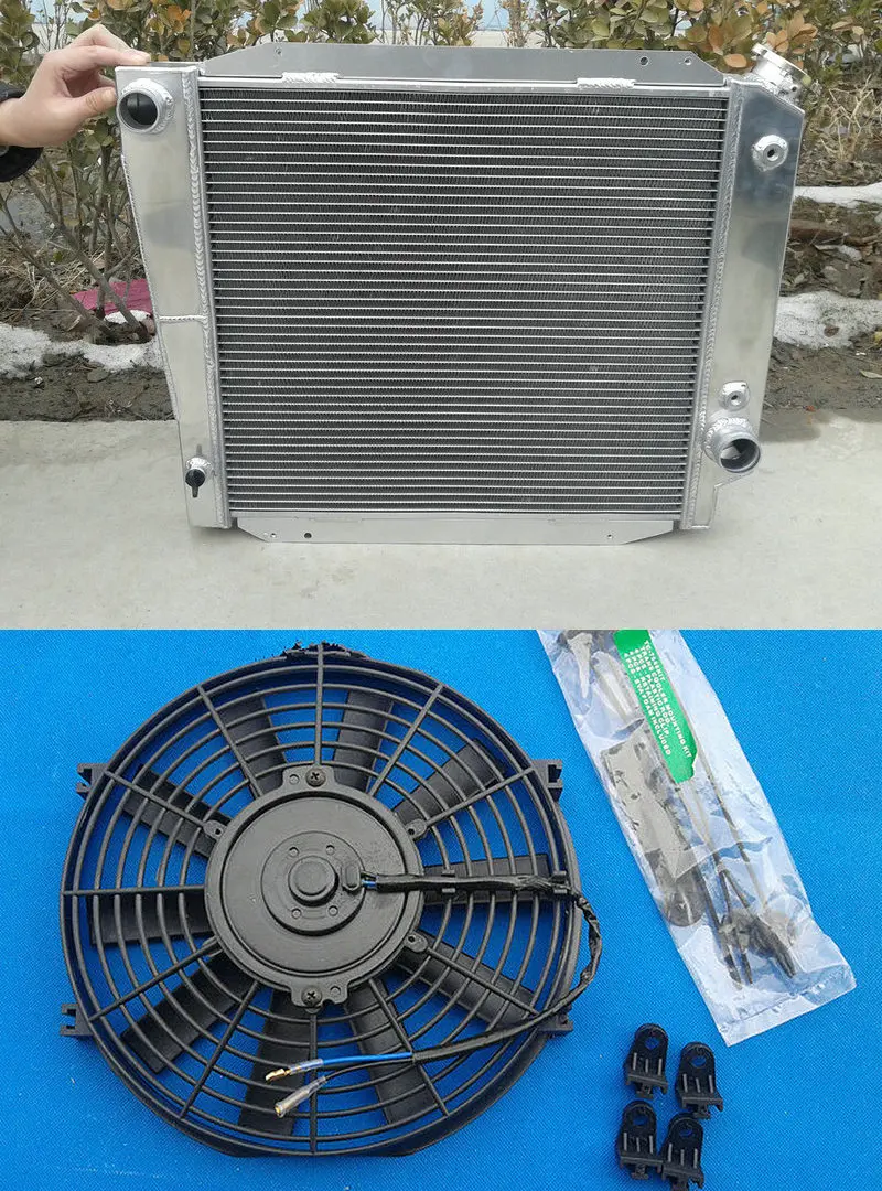 Алюминий радиатор+ вентилятор 1966-1977 для FORD BRONCO 5.0L V8 76 75 74 73 72 66 67