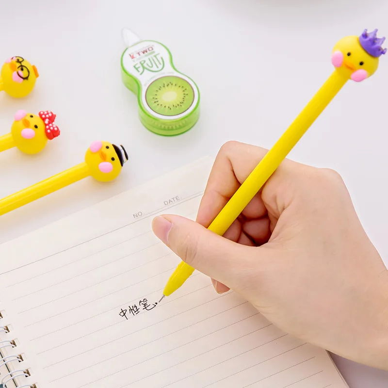 

Jonvon Satone 12pcs Cute Cartoon Duck Neutral Pen Japanese and Korean Nets Red Hyaluronic Acid Duck Black Student Signature Pen