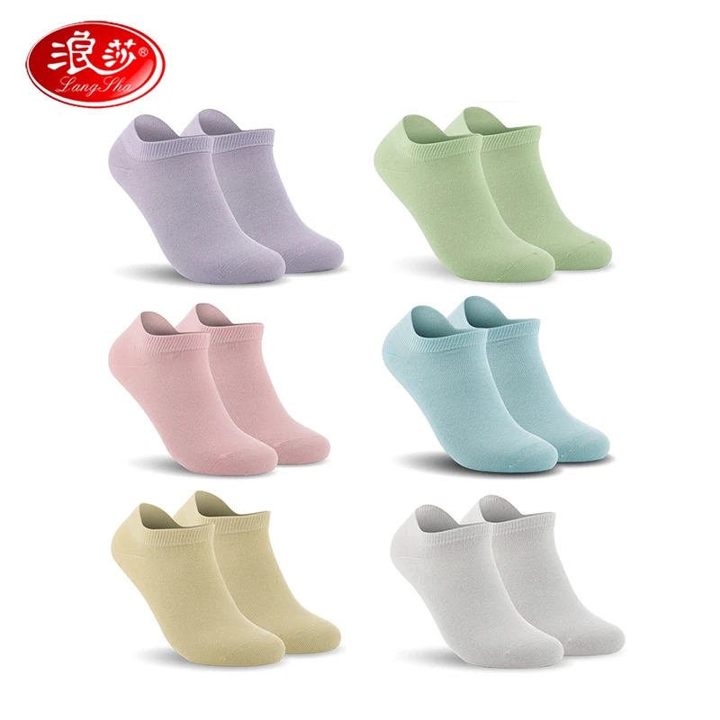 

Women socks 6pairs/lot lady brand solid colorful cotton sock slippers EU Size 36-42 US size 6-11 Langsha
