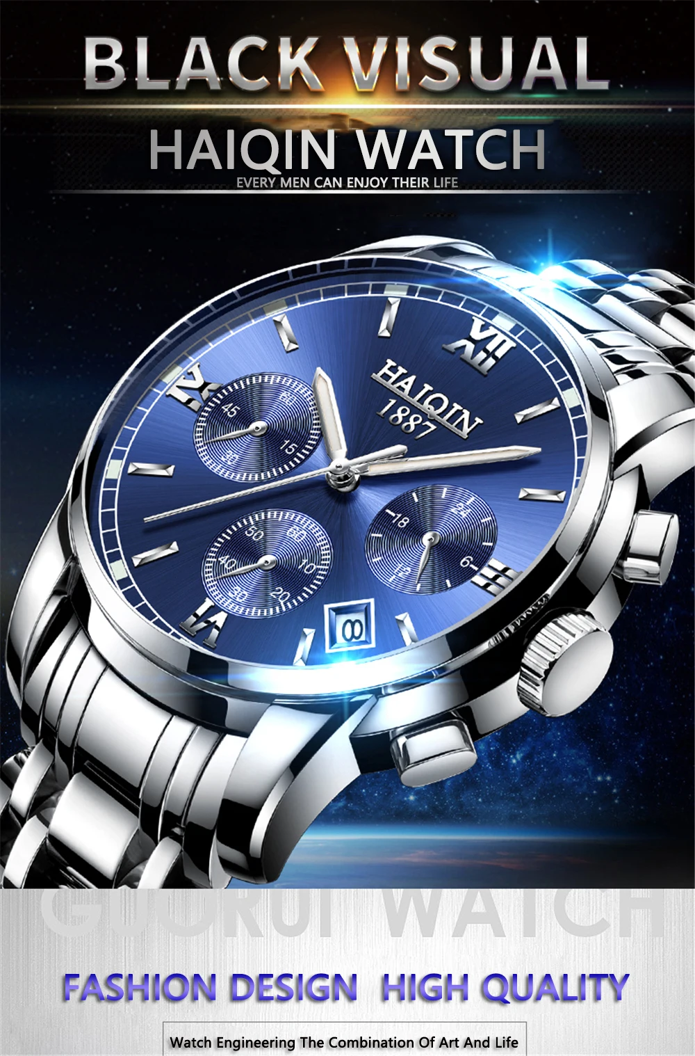 Haiqin мужские часы, кварцевые аналоговые часы из нержавеющей стали, бизнес спортивные часы, Топ бренд, водонепроницаемые мужские наручные часы, Relogio Masculino