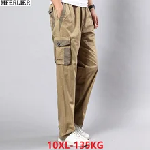 Мужские брюки карго большого размера 5XL 7XL 8XL 9XL 10XL тянущиеся брюки осенние военные прямые брюки в стиле сафари с карманами хаки 50