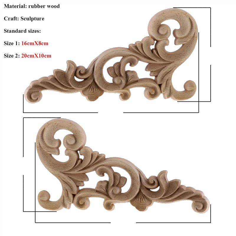 VZLX уникальные натуральные цветочные деревянные резные фигурки, декоративные угловые Аппликации, рамка для стен, дверей, мебели, резьба по дереву