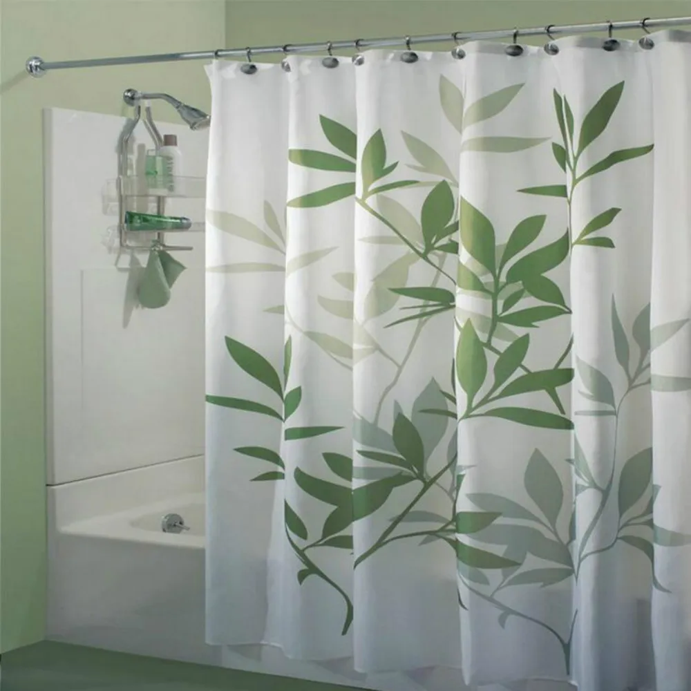Polyester Fabric Leaves Printed Waterproof Bathroom Shower Curtains Home Decor 