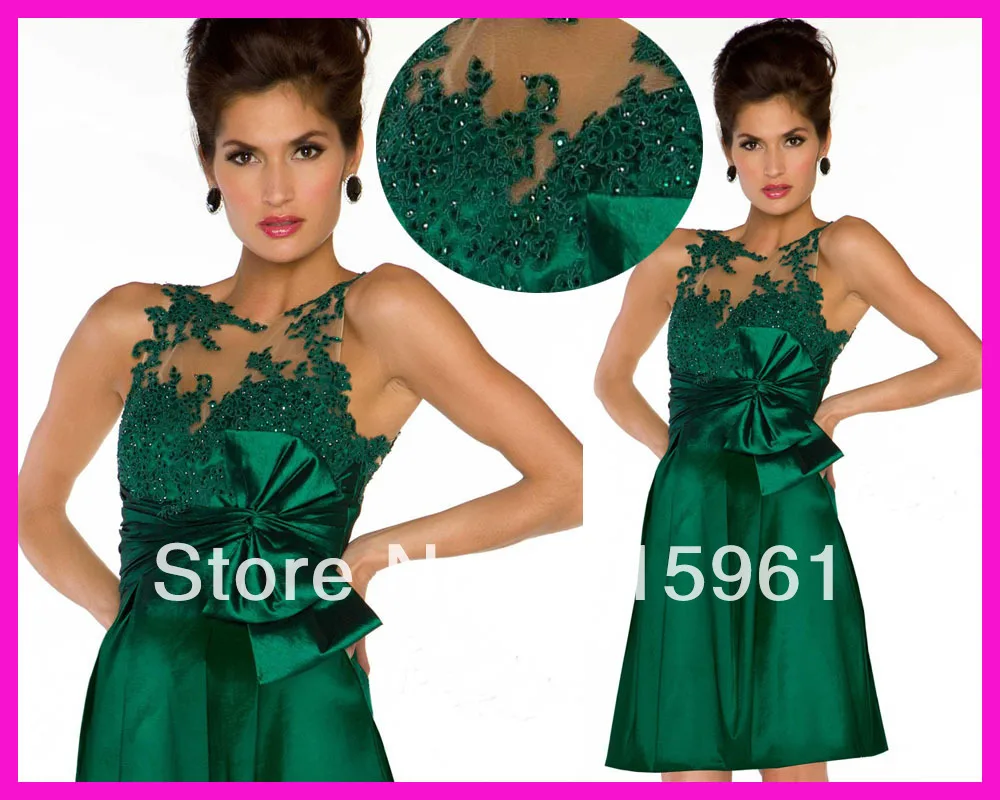 

New Fashion Green Jewel Beads Lace Short Prom Dresses Cocktail Party Dress E3449