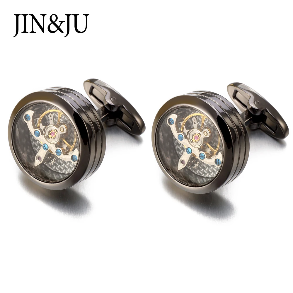 JIN& JU Лидер продаж Мужские механические часы с турбийоном, запонки с турбийоном, высокое качество, в стиле стимпанк, запонки