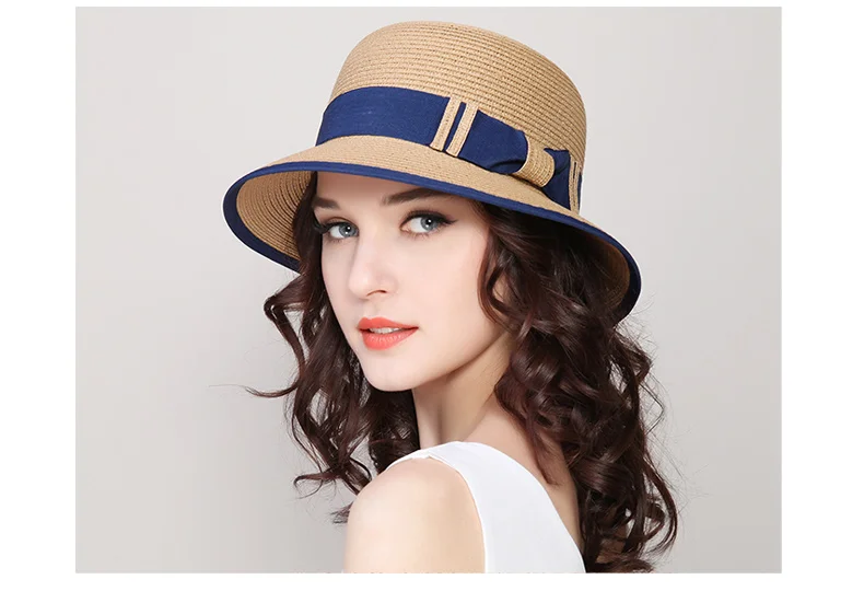 Новое поступление, летняя соломенная Солнцезащитная шляпа для девочек, модная шапка с козырьком, кепка для студентов, для улицы, Солнцезащитная пляжная кепка с бантом, шляпа для отдыха, B-7865