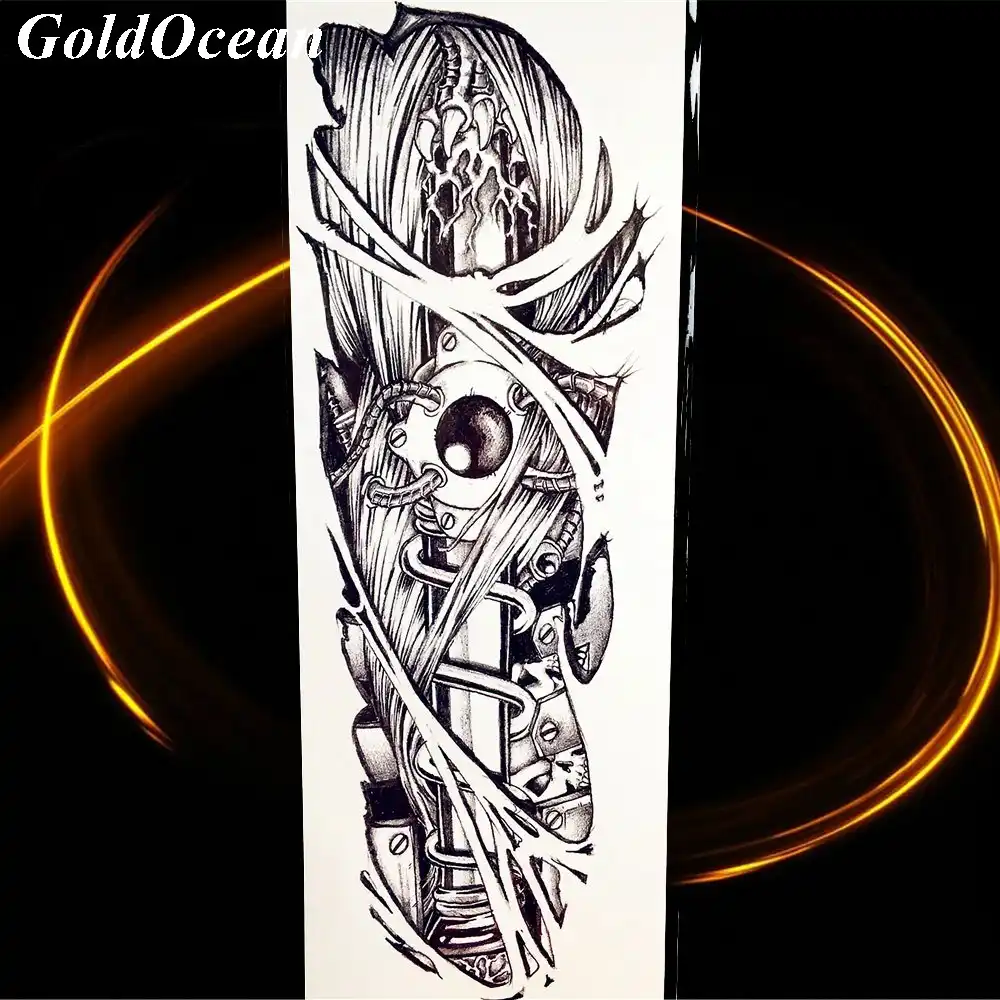 أوشمة مؤقتة رسم رسم فني كبير للنساء لون أسود بوذي ملصق وشم للرجال ذراع كامل لمكياج الوشوم معجون مثير الوشم ملصق الذراع ماكياجmakeup Tatoo Aliexpress