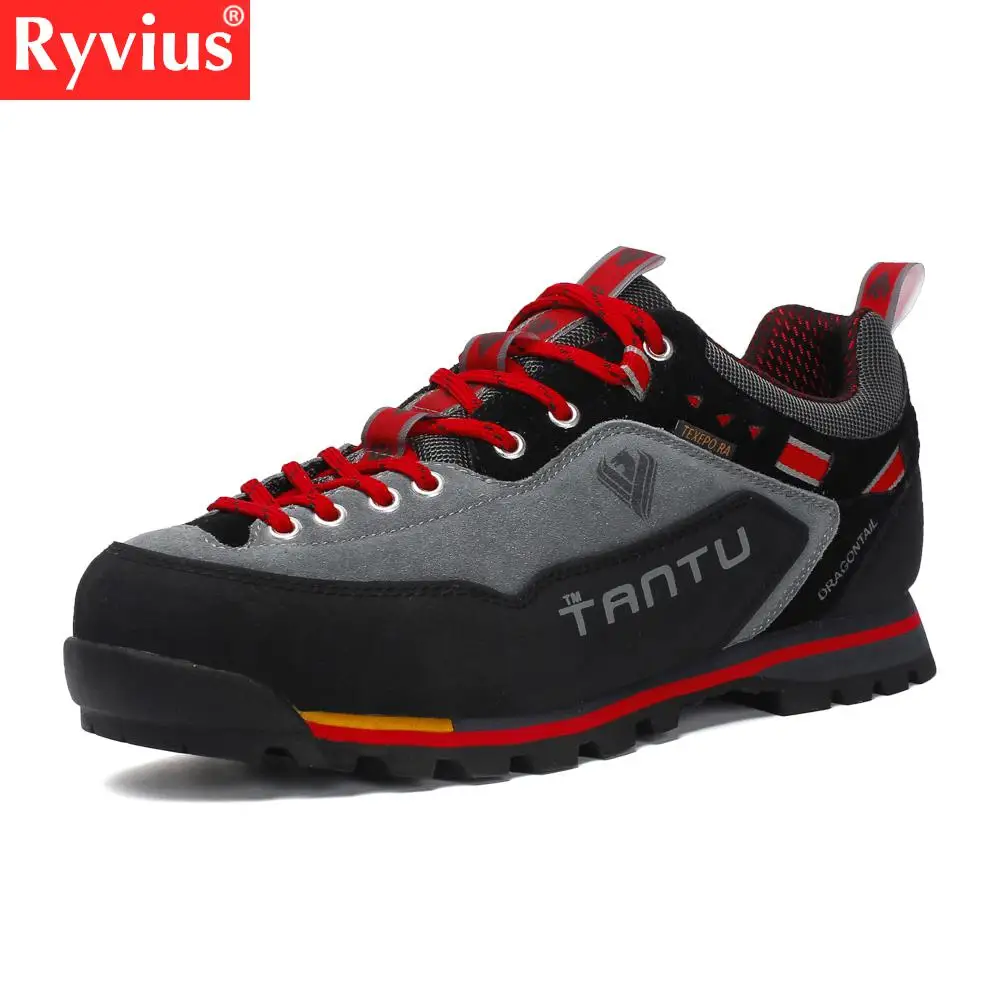 

Ryvius2018 Waterproof Hiking Shoes Suede Climbing High Quality Outdoor Sports Shoes Men's Walking Shoes Breathable Hunting Boots
