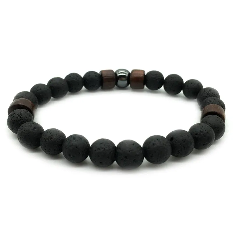 

1 Pc Natural Stone Matte Beads Charm Bracelets New Fashion Black Lava Ball Men BraceletMen Jewelry Yoga Beads Bracelet