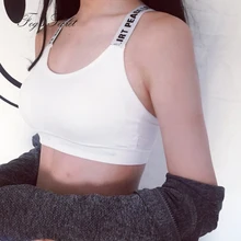 Укороченный топ топы для девушек женские майки без бретелек сексуальный Повседневный милый жилет с буквенным принтом с нагрудной подкладкой