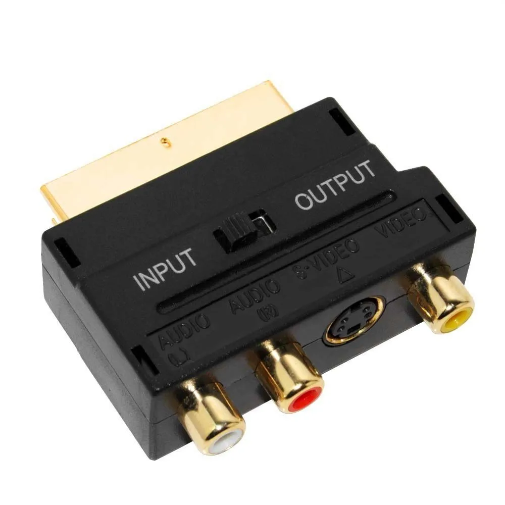 HIPERDEAL SCART Adaptor AV Block To 3 Phono Composite или S Video с переключателем In/Out GOLD|av out|av adaptorav to av |
