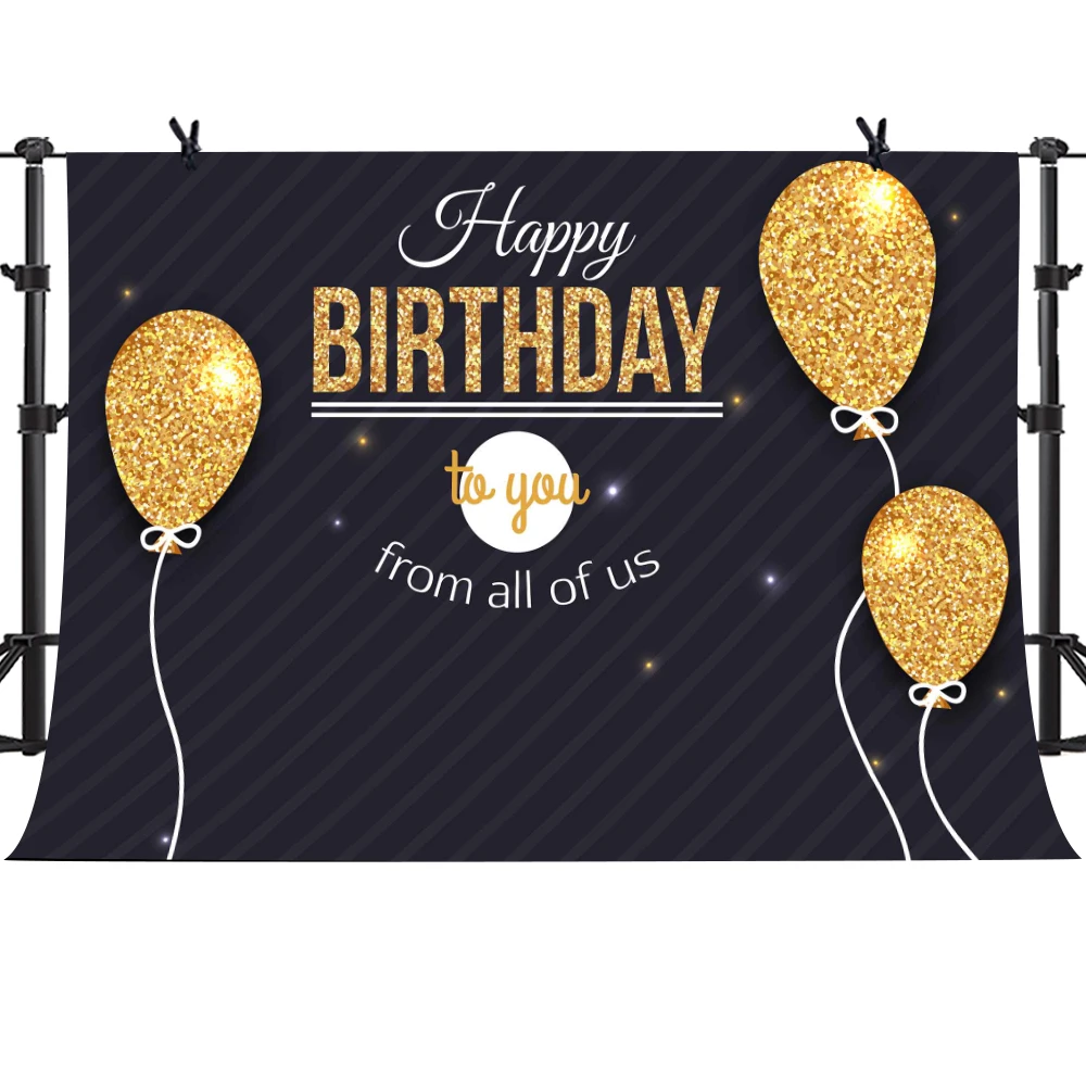 

MTMETY Happy Birthday Photography Background Golden Balloons Photo Booth Props Birthday Party Banner Decoration GEME877