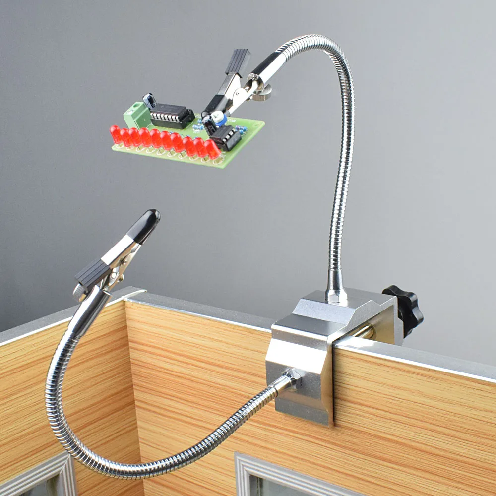 NEWACALOX Bench Vise Aluminum Table Clamp Soldering Iron Holder Soldering Station PCB Fixture Helping Hands with 2 Flexible Arms