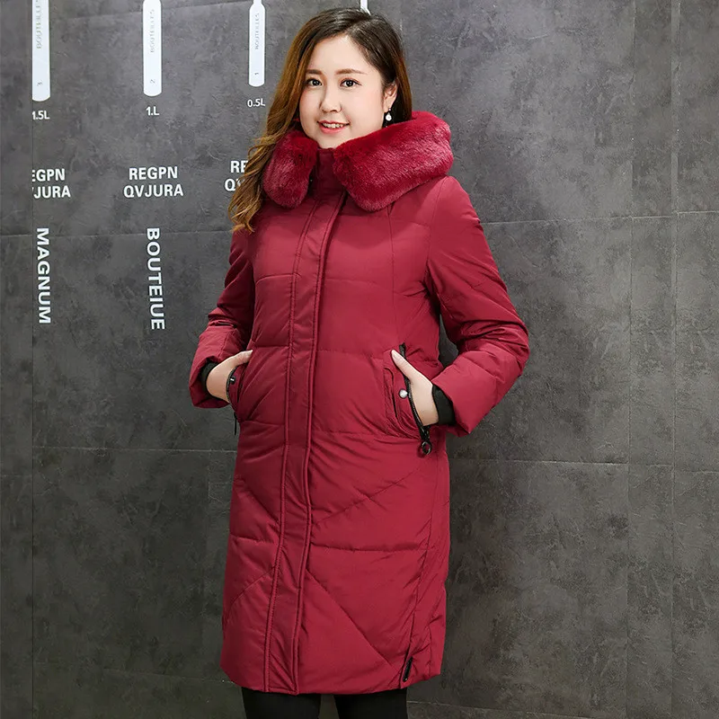

Plus Size 6 XL 7XL Women Hooded Thick Down Cotton Warm Women Winter Coat Fashion High-end Down Cotton Jacket RE2505