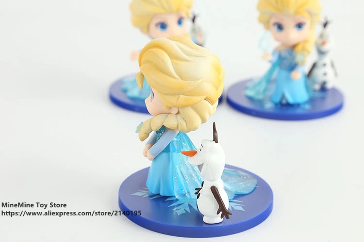 ZXZ Frozen Princess Elsa 8cm 3pcs/set Action Q version Figure Model Anime Mini Decoration PVC Collection Figurine Toys model