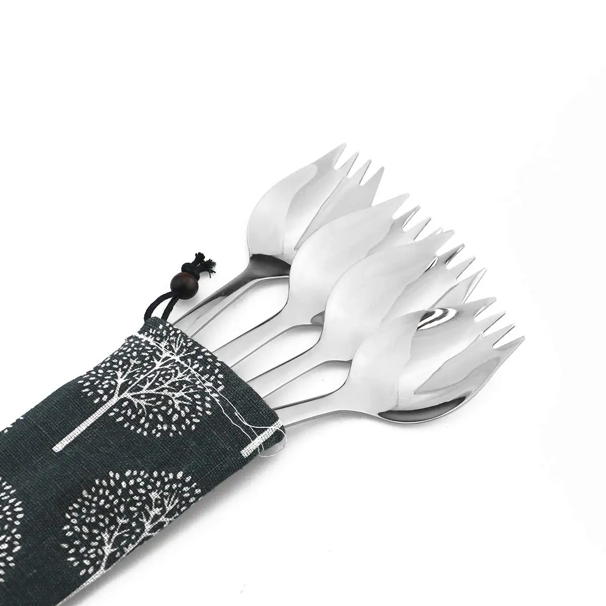 4 шт./компл. Корейский Салат spork Западная обеденная посуда практические 304 Нержавеющая сталь столовые приборы Spoonfork для закуски с мешком
