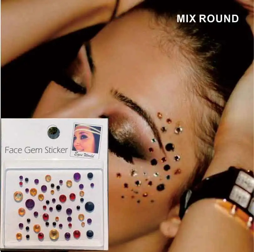 

FG09 Colorfu Stick on Face Gem Sticker Performance Makeup Body Art Accessories Festival Party Birthday Gift For Her